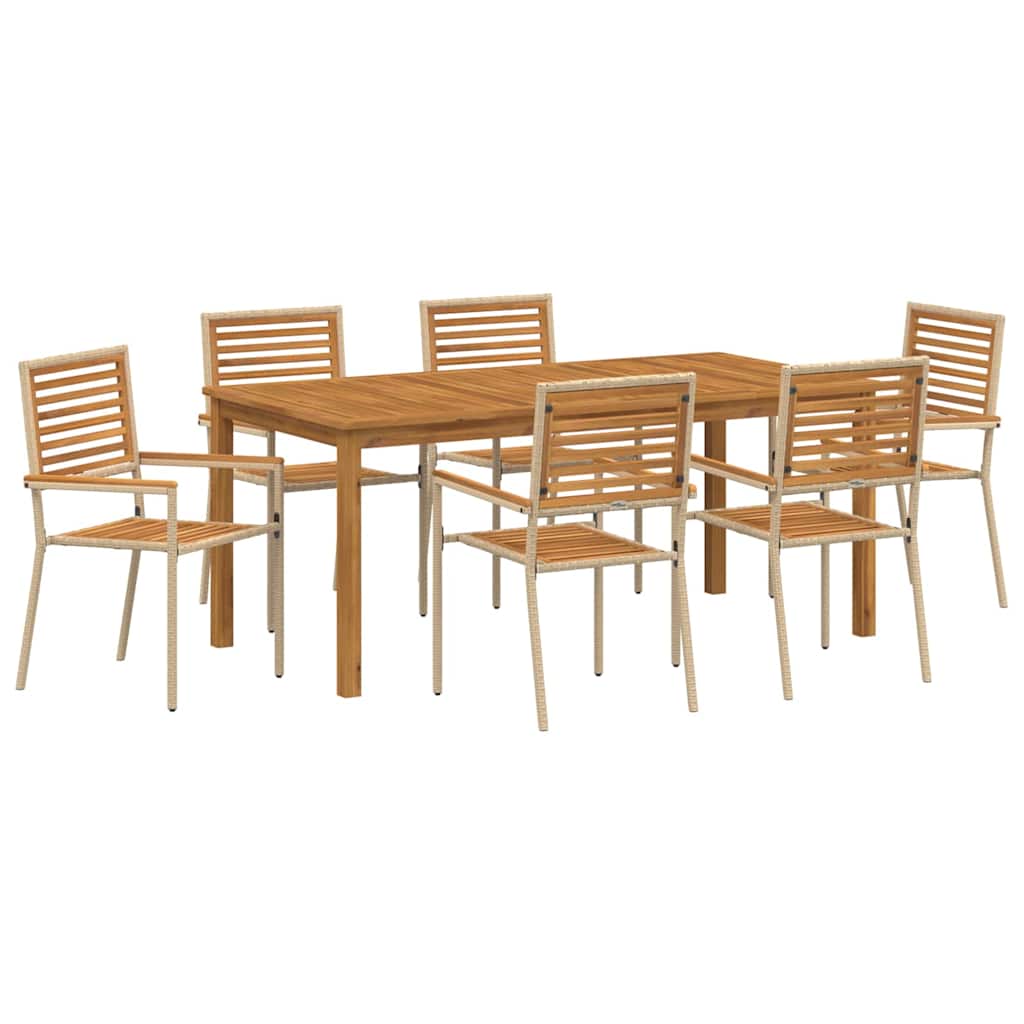 Garten Essgruppe 7 pcs Beige Poly Rattan
